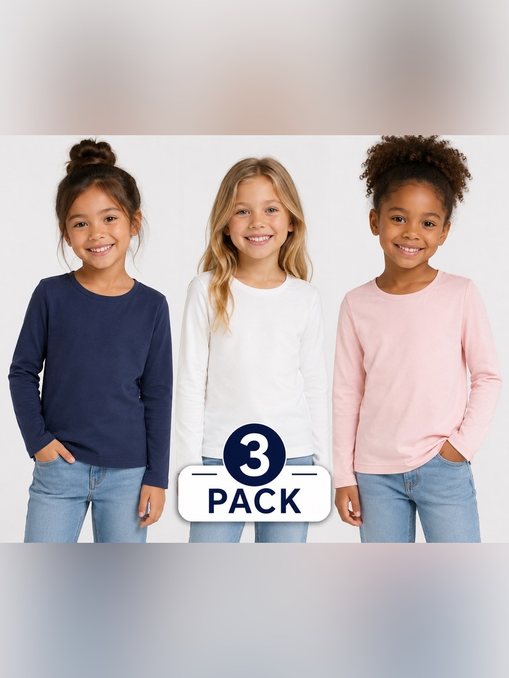 H&M 3 PIECE GIRLS LONG SLEEVE T-SHIRTS SIZE 3T/4T (NEW WITH TAGS) A12